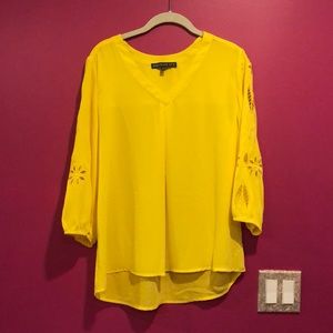 Brixon Ivy Yellow Blouse with Cutout Sleeves